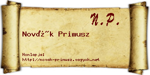 Novák Primusz névjegykártya